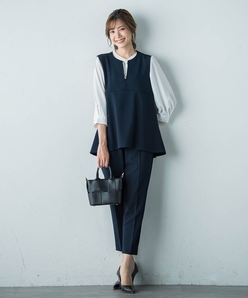ketty(ケティ)の「ハイストレッチジョーゼットパールジレ≪手洗い可能≫(ベスト・レディース・ネイビー/ブラウン/チャコールグレー/ブラック・M)」の6枚目の写真