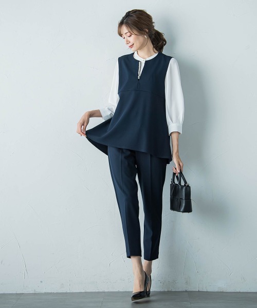 ketty(ケティ)の「ハイストレッチジョーゼットパールジレ≪手洗い可能≫(ベスト・レディース・ネイビー/ブラウン/チャコールグレー/ブラック・M)」の7枚目の写真