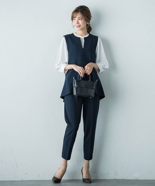 ketty(ケティ)の「ハイストレッチジョーゼットパールジレ≪手洗い可能≫(ベスト・レディース・ネイビー/ブラウン/チャコールグレー/ブラック・M)」の8枚目の写真