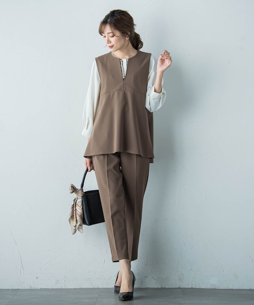 ketty(ケティ)の「ハイストレッチジョーゼットパールジレ≪手洗い可能≫(ベスト・レディース・ネイビー/ブラウン/チャコールグレー/ブラック・M)」の14枚目の写真