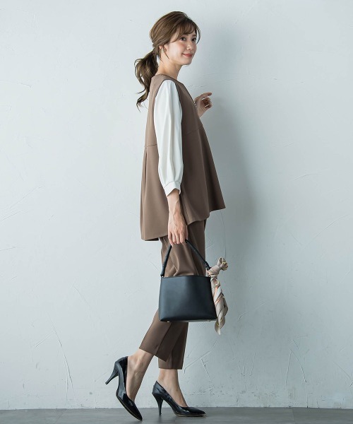 ketty(ケティ)の「ハイストレッチジョーゼットパールジレ≪手洗い可能≫(ベスト・レディース・ネイビー/ブラウン/チャコールグレー/ブラック・M)」の15枚目の写真