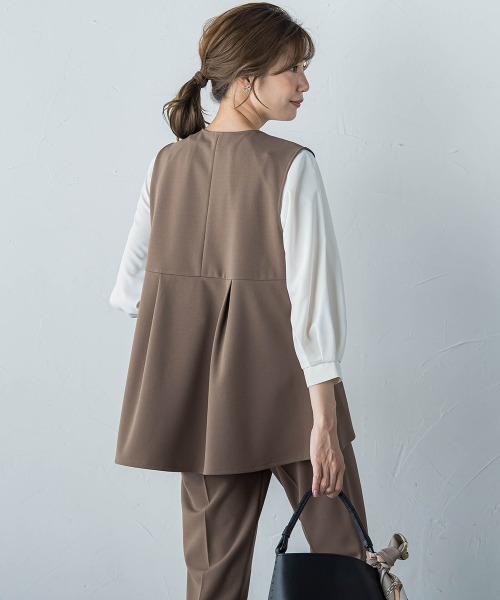 ketty(ケティ)の「ハイストレッチジョーゼットパールジレ≪手洗い可能≫(ベスト・レディース・ネイビー/ブラウン/チャコールグレー/ブラック・M)」の13枚目の写真