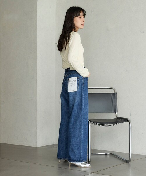 FREAK'S STORE（フリークスストア）の「FREAK’S STORE/フリークスストア The Yarn. Daisy baggy denim/デイジー バギーデニム/ワイドデニム（デニムパンツ・レディース・ブラック/ブルー・SMALL/MEDIUM）」の11枚目の写真