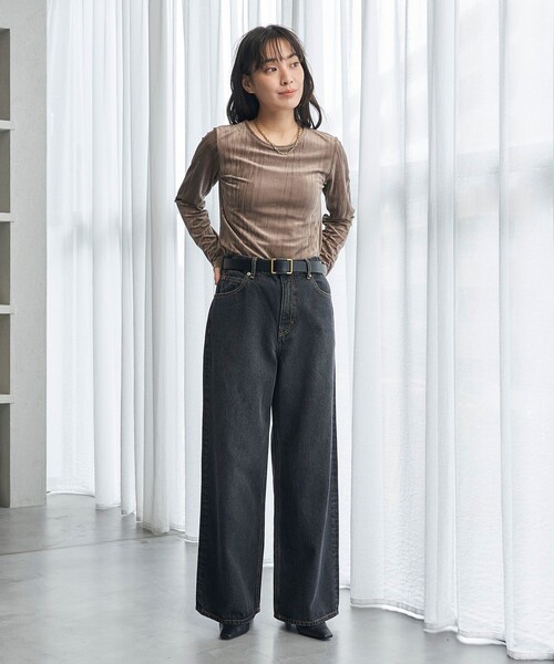 FREAK'S STORE（フリークスストア）の「FREAK’S STORE/フリークスストア The Yarn. Daisy baggy denim/デイジー バギーデニム/ワイドデニム（デニムパンツ・レディース・ブラック/ブルー・SMALL/MEDIUM）」の16枚目の写真