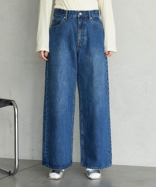 FREAK'S STORE（フリークスストア）の「FREAK’S STORE/フリークスストア The Yarn. Daisy baggy denim/デイジー バギーデニム/ワイドデニム（デニムパンツ・レディース・ブラック/ブルー・SMALL/MEDIUM）」の19枚目の写真