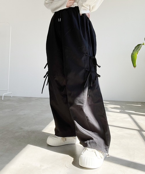Nana(ナナ)の「サイドリボンワイドパンツ(その他パンツ・レディース・カーキ/ブラック・FREE)」の11枚目の写真