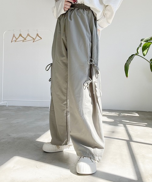Nana(ナナ)の「サイドリボンワイドパンツ(その他パンツ・レディース・カーキ/ブラック・FREE)」の6枚目の写真