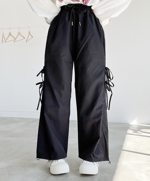 Nana(ナナ)の「サイドリボンワイドパンツ(その他パンツ・レディース・カーキ/ブラック・FREE)」の9枚目の写真