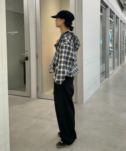 CIAOPANIC TYPY(チャオパニックティピー)の「【UNISEX】フルジップチェックシャツフードジャケット(ブルゾン・レディース・ブラック/イエロー・MEDIUM/LARGE)」の9枚目の写真