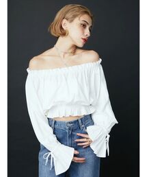 コットンオフショルブラウス
