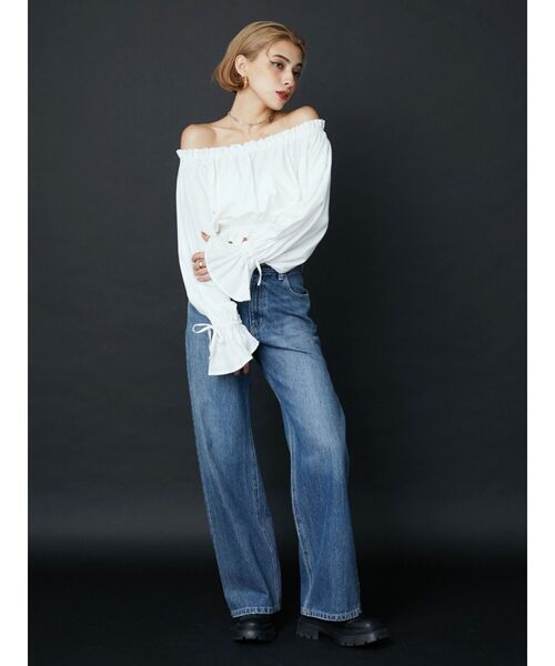 EVRIS（エヴリス）の「コットンオフショルブラウス（シャツ/ブラウス・レディース・ホワイト/ブラウン/ブラック・FREE）」の7枚目の写真