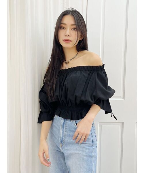 EVRIS（エヴリス）の「コットンオフショルブラウス（シャツ/ブラウス・レディース・ホワイト/ブラウン/ブラック・FREE）」の9枚目の写真