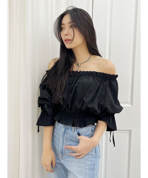 EVRIS（エヴリス）の「コットンオフショルブラウス（シャツ/ブラウス・レディース・ホワイト/ブラウン/ブラック・FREE）」の10枚目の写真