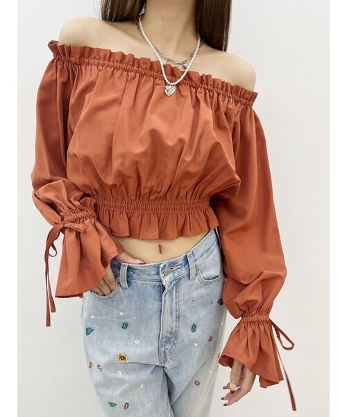 EVRIS（エヴリス）の「コットンオフショルブラウス（シャツ/ブラウス・レディース・ホワイト/ブラウン/ブラック・FREE）」の14枚目の写真