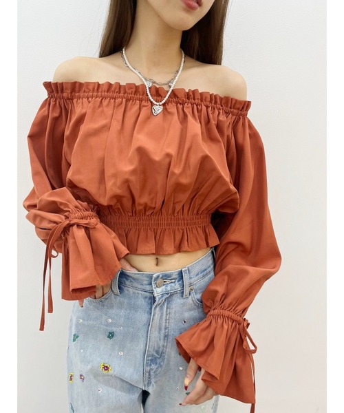 EVRIS（エヴリス）の「コットンオフショルブラウス（シャツ/ブラウス・レディース・ホワイト/ブラウン/ブラック・FREE）」の3枚目の写真