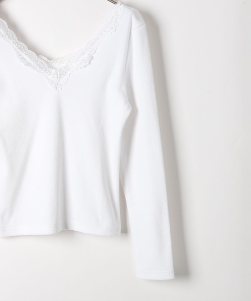 Heather(ヘザー)の「2WAYレースロングスリーブTEE 150146(Tシャツ/カットソー・レディース・ブラック/オフホワイト・FREE)」の5枚目の写真