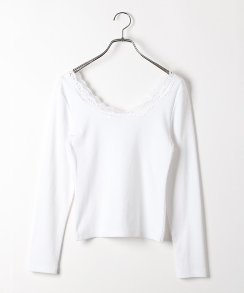 Heather(ヘザー)の「2WAYレースロングスリーブTEE 150146(Tシャツ/カットソー・レディース・ブラック/オフホワイト・FREE)」の7枚目の写真