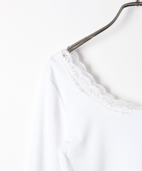 Heather(ヘザー)の「2WAYレースロングスリーブTEE 150146(Tシャツ/カットソー・レディース・ブラック/オフホワイト・FREE)」の8枚目の写真