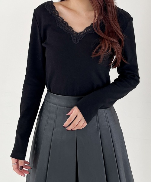 Heather(ヘザー)の「2WAYレースロングスリーブTEE 150146(Tシャツ/カットソー・レディース・ブラック/オフホワイト・FREE)」の20枚目の写真