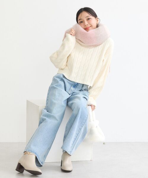 earth music&ecology（アースミュージックアンドエコロジー）の「ボリュームチェックマフラー（マフラー・レディース・ライトブルー/ブラック/ピンク・FREE）」の15枚目の写真