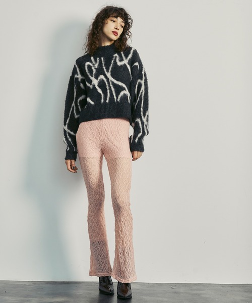 uyu.(ウユ)の「Art pattern high neck knit / アート模様 ハイネックニット【uyu./ウユ】(ニット/セーター・レディース・チャコールグレー/アイボリー・FREE)」の8枚目の写真