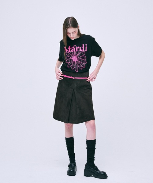 Mardi Mercredi(マルディメクルディ)の「TSHIRT FLOWERMARDI / Tシャツ フラワーマルディ(Tシャツ/カットソー・レディース・チャコールグレー/ホワイト×グレー/ブラック・FREE)」の15枚目の写真