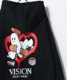 VISION STREET WEAR/ヴィジョンストリートウェア GHOST SKATER PARKA/オーバーサイズ 裏起毛 バックプリント ロゴ ワンポイント スウェット パーカー フーディー/レディース メンズ