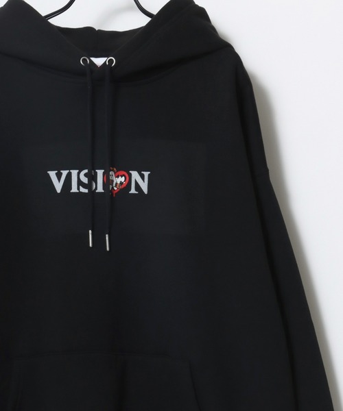 VISION STREET WEAR(ヴィジョンストリートウェア)の「VISION STREET WEAR/ヴィジョンストリートウェア GHOST SKATER PARKA/オーバーサイズ 裏起毛 バックプリント ロゴ ワンポイント スウェット パーカー フーディー/レディース メンズ(パーカー・メンズ・ブラック/オフホワイト・LL/M/L)」の4枚目の写真