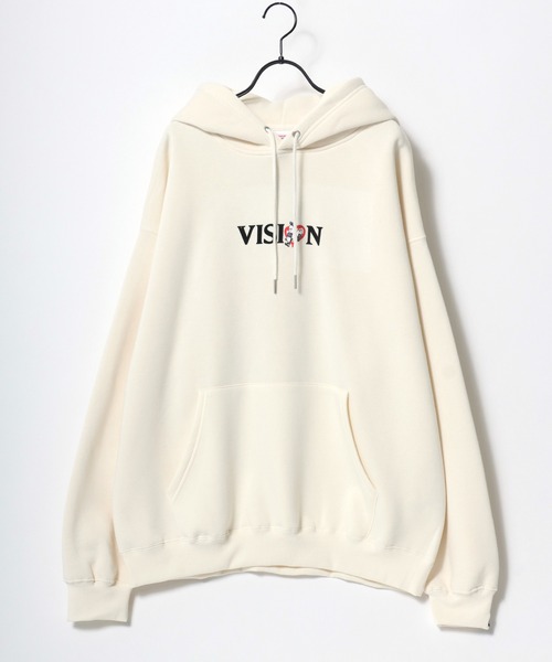 VISION STREET WEAR(ヴィジョンストリートウェア)の「VISION STREET WEAR/ヴィジョンストリートウェア GHOST SKATER PARKA/オーバーサイズ 裏起毛 バックプリント ロゴ ワンポイント スウェット パーカー フーディー/レディース メンズ(パーカー・メンズ・ブラック/オフホワイト・LL/M/L)」の7枚目の写真