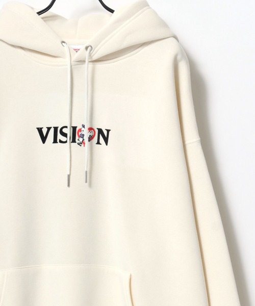 VISION STREET WEAR(ヴィジョンストリートウェア)の「VISION STREET WEAR/ヴィジョンストリートウェア GHOST SKATER PARKA/オーバーサイズ 裏起毛 バックプリント ロゴ ワンポイント スウェット パーカー フーディー/レディース メンズ(パーカー・メンズ・ブラック/オフホワイト・LL/M/L)」の3枚目の写真