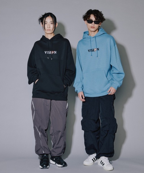 VISION STREET WEAR(ヴィジョンストリートウェア)の「VISION STREET WEAR/ヴィジョンストリートウェア GHOST SKATER PARKA/オーバーサイズ 裏起毛 バックプリント ロゴ ワンポイント スウェット パーカー フーディー/レディース メンズ(パーカー・メンズ・ブラック/オフホワイト・LL/M/L)」の16枚目の写真