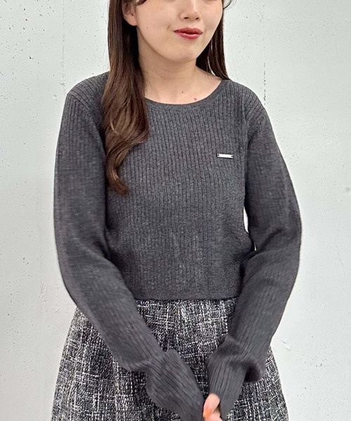 archives（アルシーヴ）の「ワンポイントワイドリブニット（ニット/セーター・レディース・オレンジ/グレー/チャコールグレー/アイボリー・MEDIUM）」の2枚目の写真