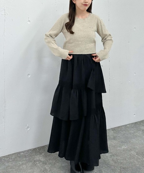 archives（アルシーヴ）の「ワンポイントワイドリブニット（ニット/セーター・レディース・オレンジ/グレー/チャコールグレー/アイボリー・MEDIUM）」の9枚目の写真