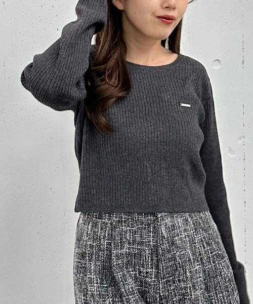 archives（アルシーヴ）の「ワンポイントワイドリブニット（ニット/セーター・レディース・オレンジ/グレー/チャコールグレー/アイボリー・MEDIUM）」の21枚目の写真
