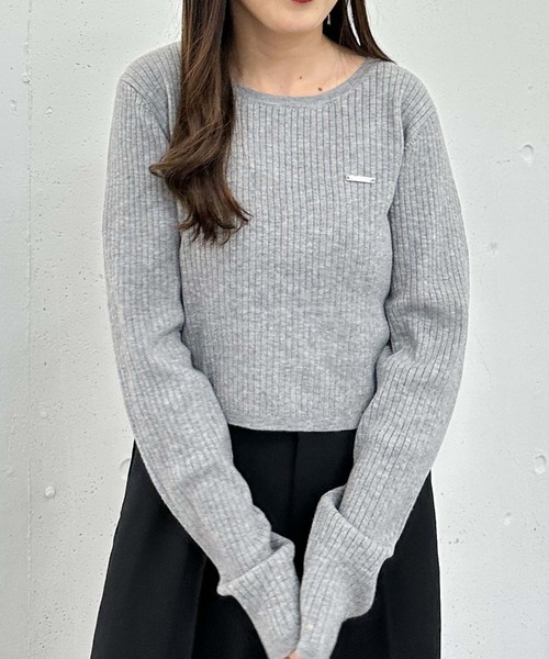 archives（アルシーヴ）の「ワンポイントワイドリブニット（ニット/セーター・レディース・オレンジ/グレー/チャコールグレー/アイボリー・MEDIUM）」の14枚目の写真