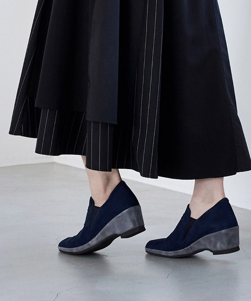 新色追加【軽量】レイヤードウェッジソールスリッポン（スリッポン