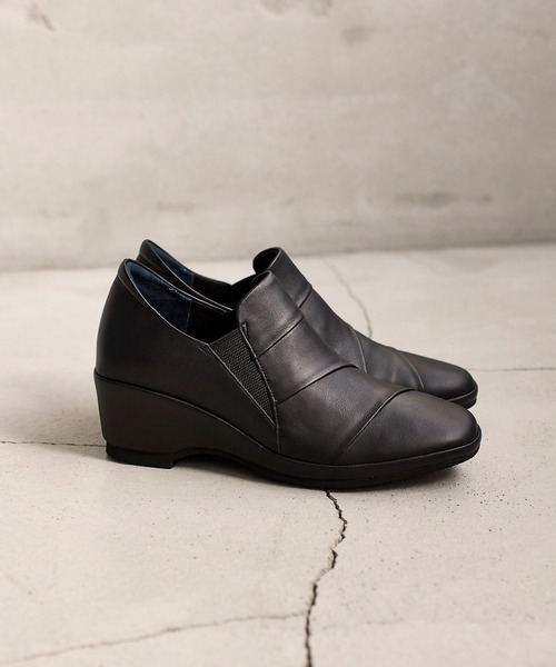 新色追加【軽量】レイヤードウェッジソールスリッポン（スリッポン