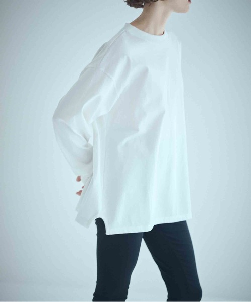 SEA(シー)の「ヘビーコットン クルーネックL/Sプルオーバー(Tシャツ/カットソー・レディース・グレー/ブラック/ホワイト・ONE SIZE)」の1枚目の写真