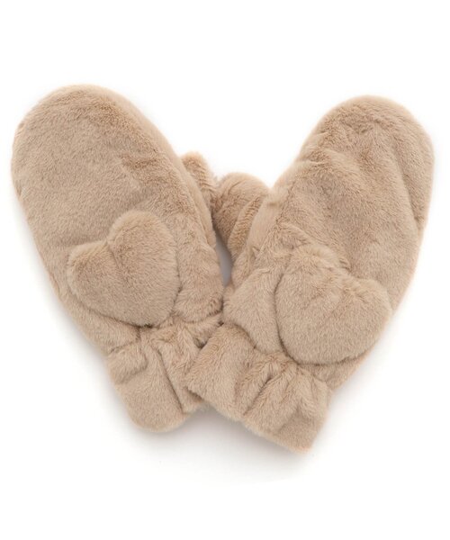 apres les cours（アプレレクール）の「ハートモチーフファーミトン（手袋・キッズ・ベージュ/アイボリー・120/140）」の9枚目の写真