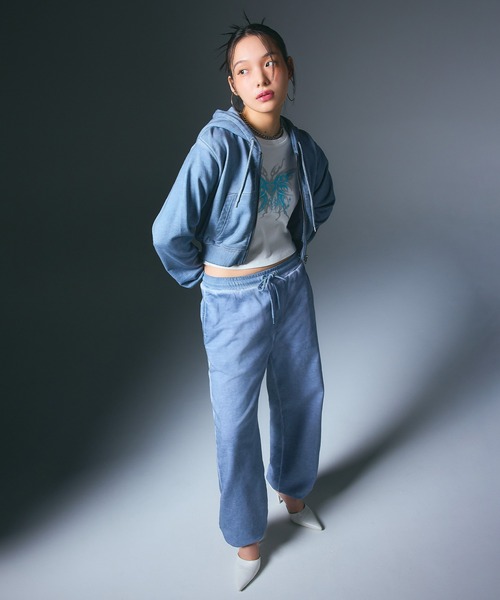 X-girl（エックスガール）の「FADED LOOSE SWEAT PANTS（スウェットパンツ・レディース・ブラック/ピンク/ライトブルー・S/M）」の4枚目の写真