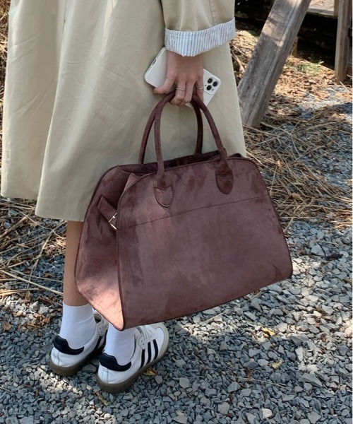 セール】サイドベルトビッグスエード調トートバッグ トラベルバッグ