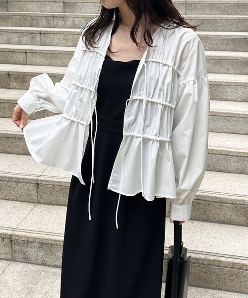 RANAN（ラナン）の「フロントリボンギャザーシャツ（シャツ/ブラウス