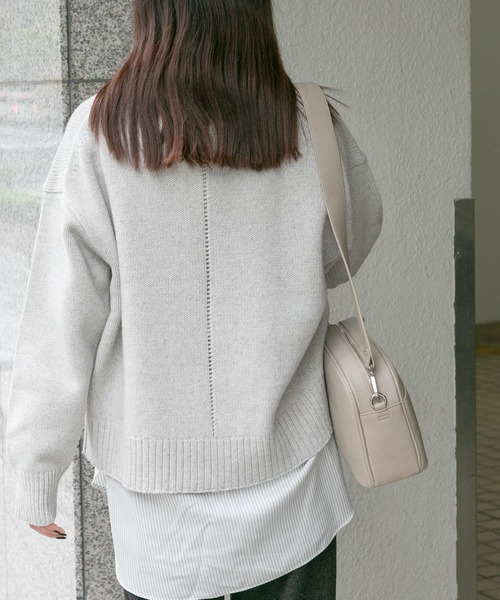 FORK&SPOON（フォークアンドスプーン）の「FORK&SPOON　ウォッシャブルローゲージニットプルオーバー（ニット/セーター・レディース・ホワイト系その他/ライトブルー/オフホワイト・1）」の4枚目の写真