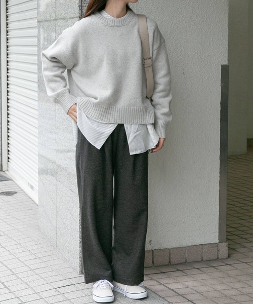 FORK&SPOON（フォークアンドスプーン）の「FORK&SPOON　ウォッシャブルローゲージニットプルオーバー（ニット/セーター・レディース・ホワイト系その他/ライトブルー/オフホワイト・1）」の7枚目の写真