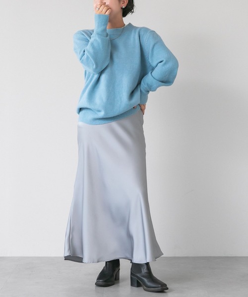 LinoU.(リノユー)の「サテンフレアスカート(スカート・レディース・アイボリー/グレー/ベージュ/ブラック・L/M/XL)」の8枚目の写真