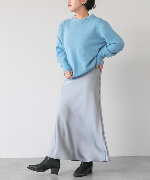 LinoU.(リノユー)の「サテンフレアスカート(スカート・レディース・アイボリー/グレー/ベージュ/ブラック・L/M/XL)」の9枚目の写真