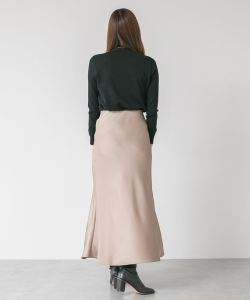 LinoU.(リノユー)の「サテンフレアスカート(スカート・レディース・アイボリー/グレー/ベージュ/ブラック・L/M/XL)」の6枚目の写真