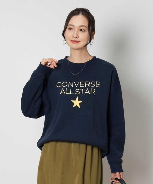 CONVERSE（コンバース）の「CONVERSE(コンバース)裏起毛ラウンドスウェット（スウェット・レディース・サックスブルー/ネイビー/キナリ・M/L/XL/S）」の3枚目の写真