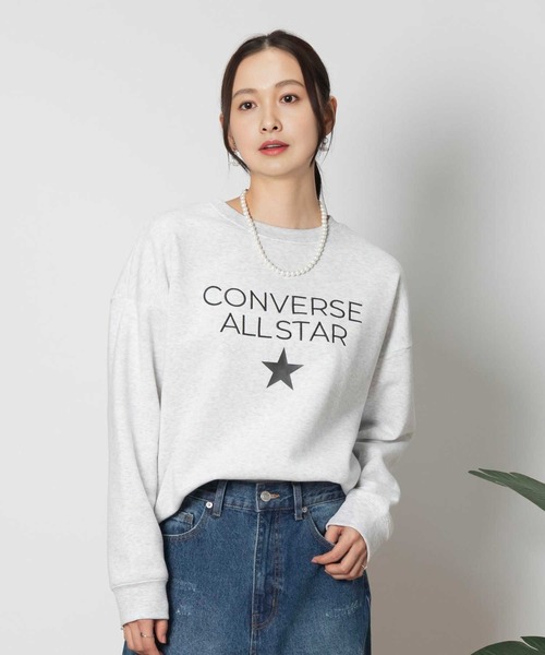 CONVERSE（コンバース）の「CONVERSE(コンバース)裏起毛ラウンドスウェット（スウェット・レディース・サックスブルー/ネイビー/キナリ・M/L/XL/S）」の2枚目の写真