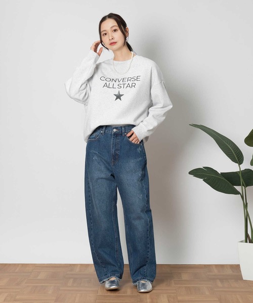 CONVERSE（コンバース）の「CONVERSE(コンバース)裏起毛ラウンドスウェット（スウェット・レディース・サックスブルー/ネイビー/キナリ・M/L/XL/S）」の14枚目の写真